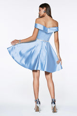 Cinderella Divine CD0140 Short Off the Shoulder Graduation Dress