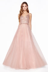 Cinderella Divine CD0150 Long Prom Sleeveless Formal Evening Beaded Dress