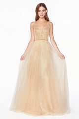Cinderella Divine CD0150 Long Prom Sleeveless Formal Evening Beaded Dress