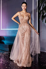 Cinderella Divine CD0152 Long Formal Glitter Prom Dress