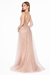 Cinderella Divine CD0152 Long Formal Glitter Prom Dress