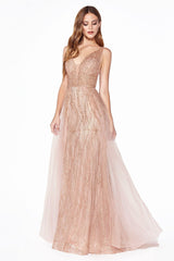 Cinderella Divine CD0152 Long Formal Glitter Prom Dress