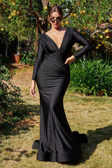 Cinderella Divine CD0168 Long Sleeve Fitted Formal Dress