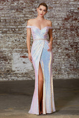 Cinderella Divine CD158 Prom Long Off Shoulder Formal Evening Dress