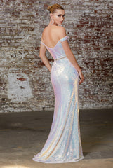 Cinderella Divine CD158 Prom Long Off Shoulder Formal Evening Dress