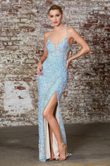 Cinderella Divine CD175 Prom Long Formal Fitted Sequin Evening Dress