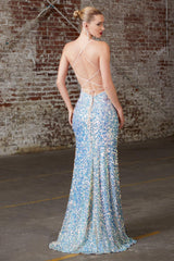Cinderella Divine CD175 Prom Long Formal Fitted Sequin Evening Dress