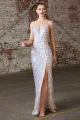 Cinderella Divine CD175 Prom Long Formal Fitted Sequin Evening Dress