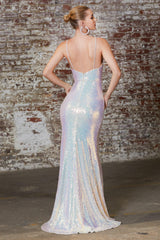 Cinderella Divine CD202 Long Formal Spaghetti Straps Evening Prom Gown