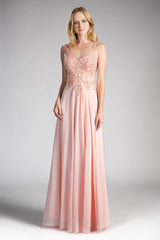 Cinderella Divine CD2635 Long Jewel Embellished Formal Prom Gown