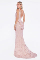 Cinderella Divine CD5032 Fitted Long Sleeveless Prom Dress Formal