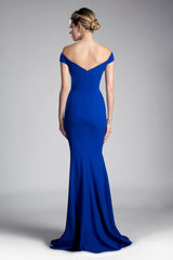 Cinderella Divine CD711 Long Formal Off Shoulder Mermaid Fit Prom Dress