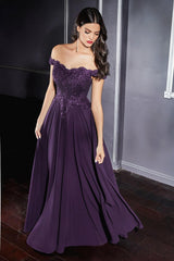 Cinderella Divine CD7258 Prom Long Formal Off Shoulder Evening Lace Dress