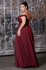 Cinderella Divine CD7258 Prom Long Formal Off Shoulder Evening Lace Dress