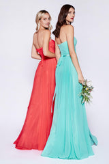 Cinderella Divine CD7455 Strapless Chiffon Empire Waist Prom Dress