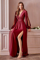Cinderella Divine CD7475 Formal Long Sleeve Dress Evening Gown