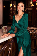 Cinderella Divine CD7478 Satin Long Sleeve Prom Dress