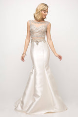 Cinderella Divine CD8990 Prom Long Cap Sleeve Mermaid Evening Dress