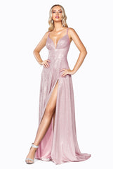 Cinderella Divine CD906 Prom Long Metallic Glitter Evening Formal Dress