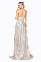 Cinderella Divine CD906 Prom Long Metallic Glitter Evening Formal Dress