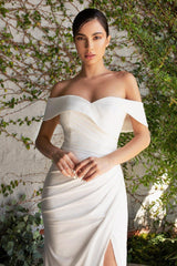 Cinderella Divine CD930 Off Shoulder Long Wedding Dress