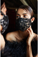 Cinderella Divine CDMK04B Beaded Black Formal Face Mask