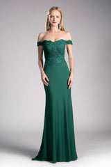 Cinderella Divine CF158 Long Off Shoulder Formal Prom Dress Gown