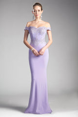 Cinderella Divine CF158 Long Off Shoulder Formal Prom Dress Gown