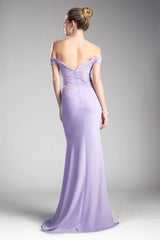 Cinderella Divine CF158 Long Off Shoulder Formal Prom Dress Gown