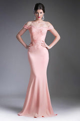 Cinderella Divine CF158 Long Off Shoulder Formal Prom Dress Gown