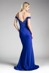 Cinderella Divine CF158 Long Off Shoulder Formal Prom Dress Gown