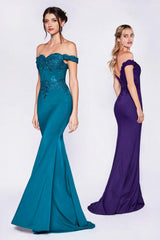 Cinderella Divine CF158 Long Off Shoulder Formal Prom Dress Gown