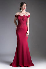 Cinderella Divine CF158 Long Off Shoulder Formal Prom Dress Gown