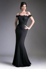 Cinderella Divine CF158 Long Off Shoulder Formal Prom Dress Gown