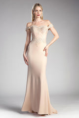 Cinderella Divine CF158 Long Off Shoulder Formal Prom Dress Gown