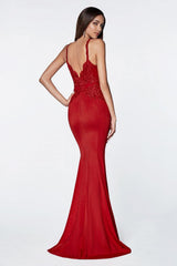 Cinderella Divine CF319 Long Fitted Formal Dress Sexy Prom Gown