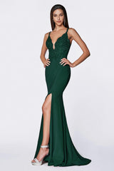 Cinderella Divine CF319 Long Fitted Formal Dress Sexy Prom Gown