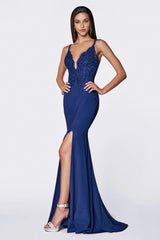 Cinderella Divine CF319 Long Fitted Formal Dress Sexy Prom Gown