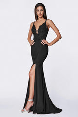Cinderella Divine CF319 Long Fitted Formal Dress Sexy Prom Gown