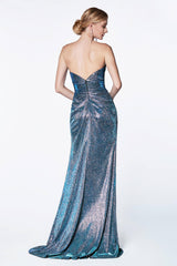 Cinderella Divine CF331 Long Strapless Shimmer Prom Dress