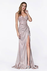 Cinderella Divine CF331 Long Strapless Shimmer Prom Dress