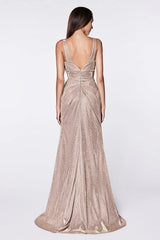 Cinderella Divine CF332 Long Formal Form Fitting Glitter Prom Dress