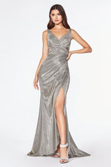Cinderella Divine CF332 Long Formal Form Fitting Glitter Prom Dress