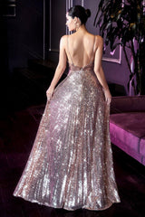 Cinderella Divine CH189 Sparkling Iridescent Long Prom Dress