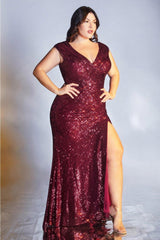 Cinderella Divine CH198C Plus Size Long Formal Prom Dress
