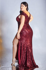 Cinderella Divine CH198C Plus Size Long Formal Prom Dress