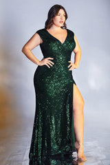 Cinderella Divine CH198C Plus Size Long Formal Prom Dress