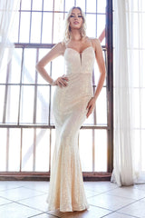 Cinderella Divine CH209 Long Formal Spaghetti Straps Homecoming Dress