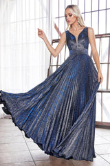 Cinderella Divine CH211 Prom Formal Glitter Metallic Evening Long Dress