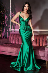 Cinderella Divine CH236 Long Satin Fitted Prom Formal Dress